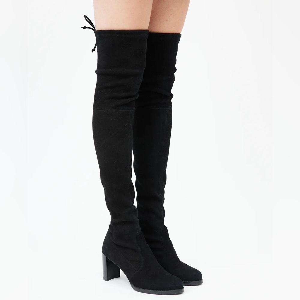 Stuart Weitzman Black Over-the-Knee Suede Boots - Picture 3 of 15